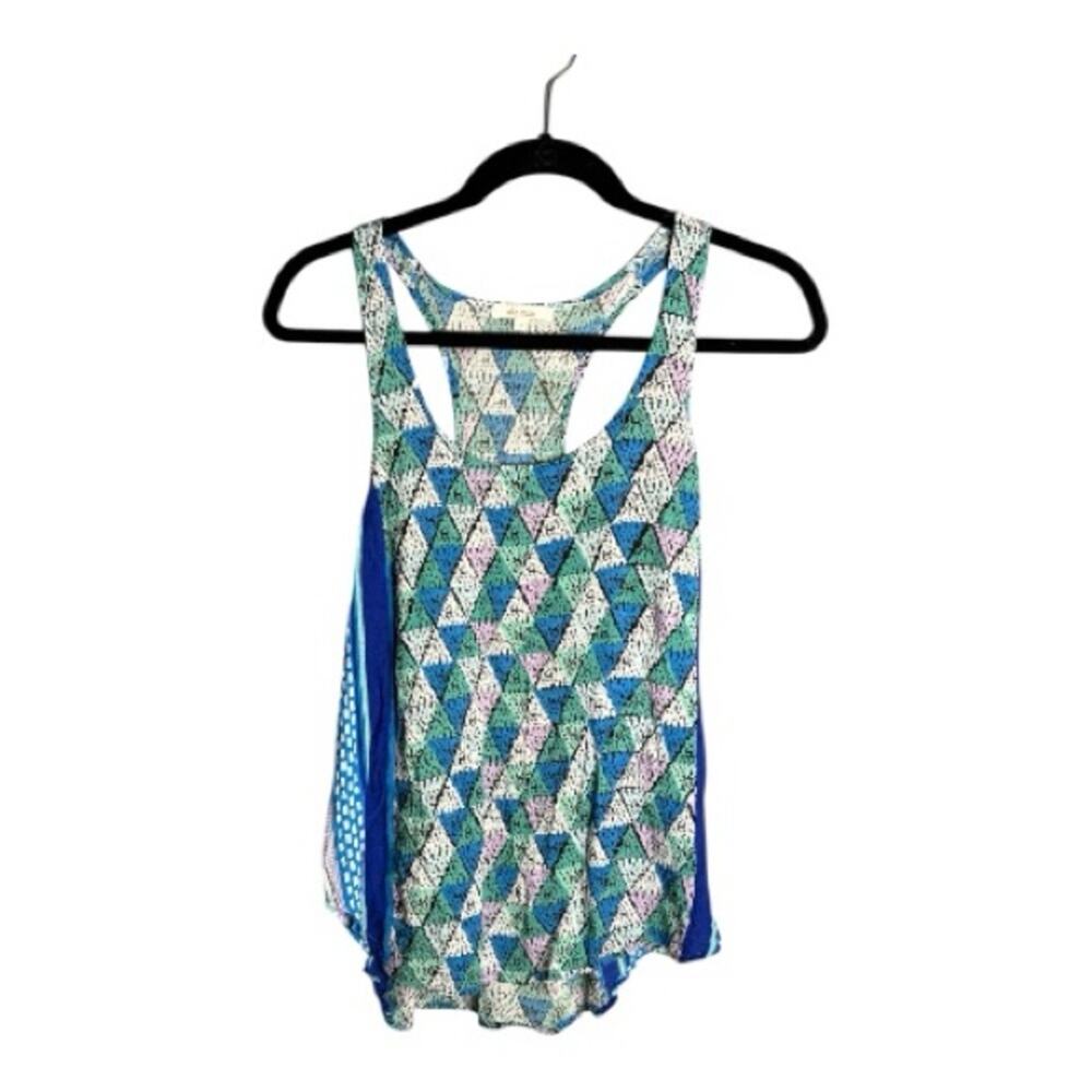 Ella Moss Blue Green Print Racerback Tank Small
